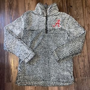 Grey fuzzy Alabama quarter zip